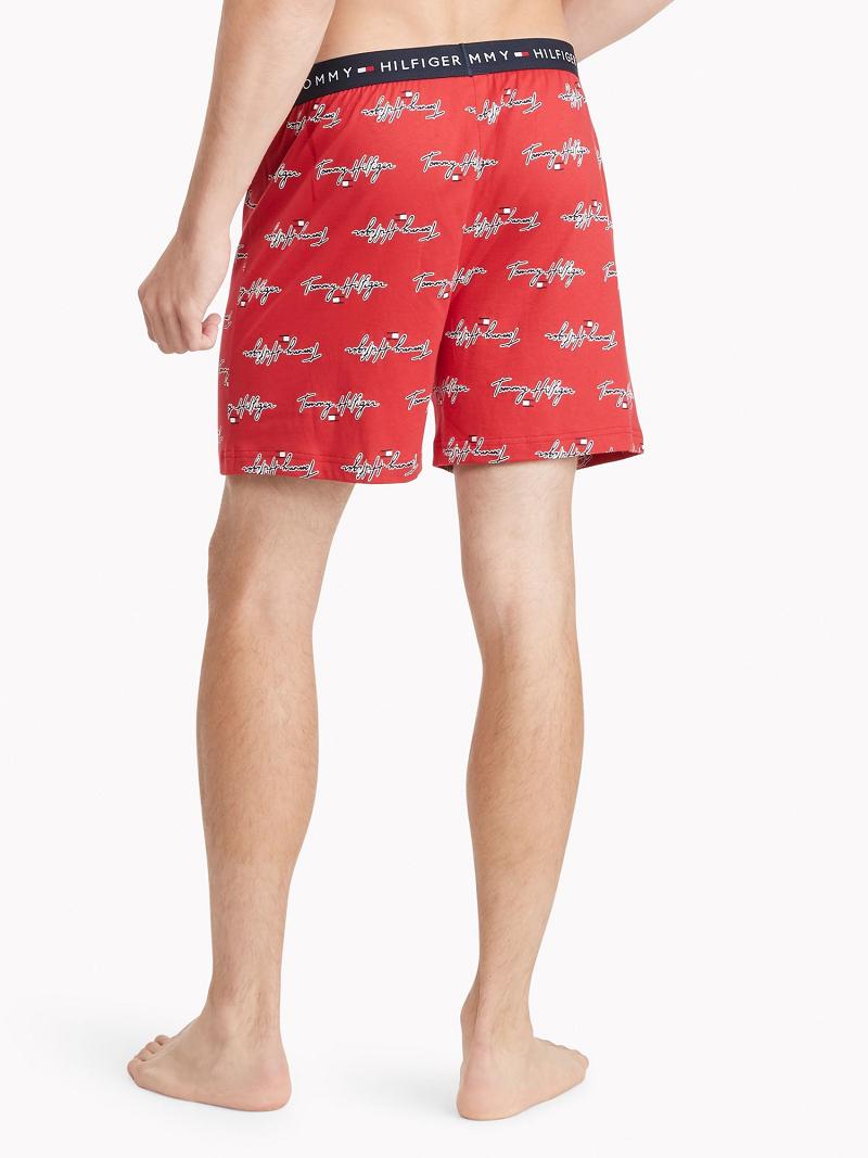 Férfi Tommy Hilfiger Signature knit boxer Boxers Piros | HU 1347XYU